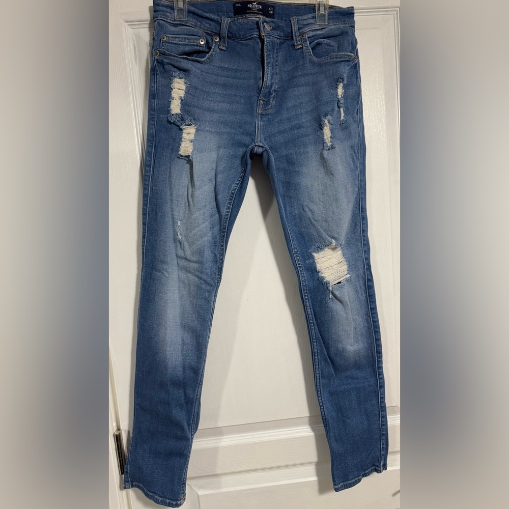 Hollister Mens Distressed Ripped Advanced Stretch Skinny Jeans SZ 31x30